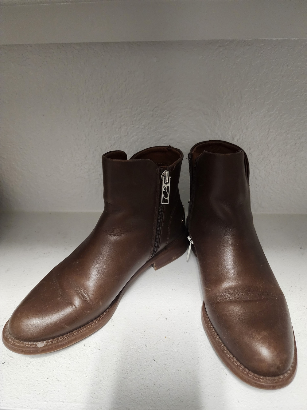 Women's Brown Leather Zip Ankle Boots